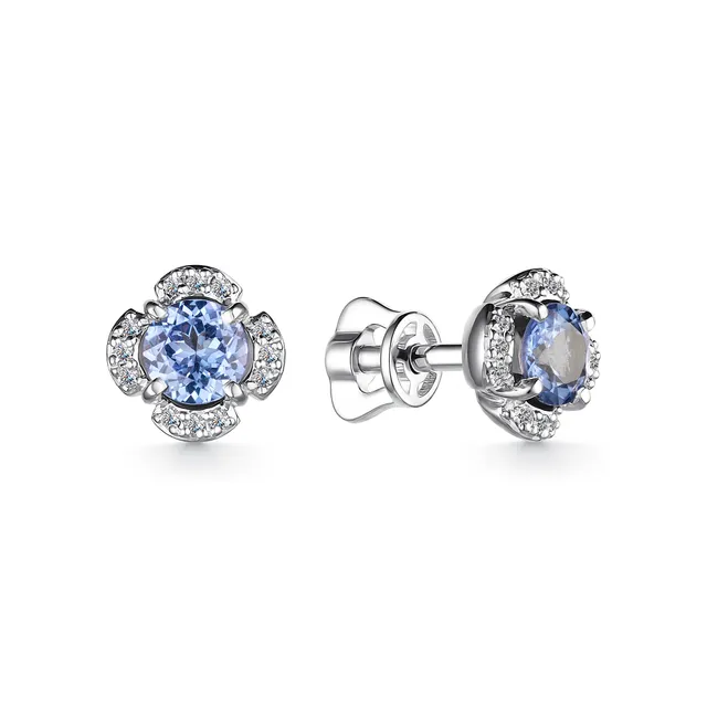 Серьги из золота 585 с танзанитом