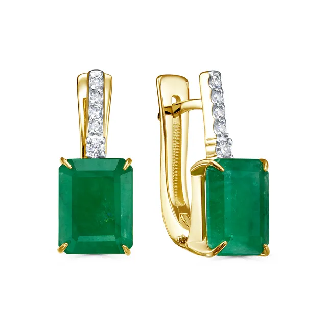 Серьги из золота 585 с изумрудом