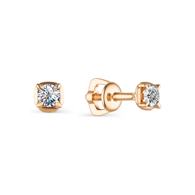 Серьги из золота 585 с бриллиантом