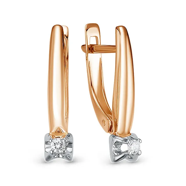 Серьги из золота 585 с бриллиантом