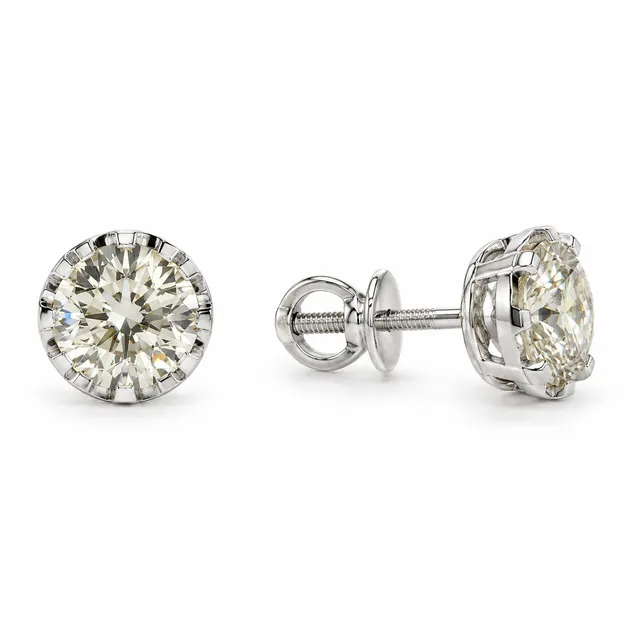 Серьги из золота 585 с бриллиантом