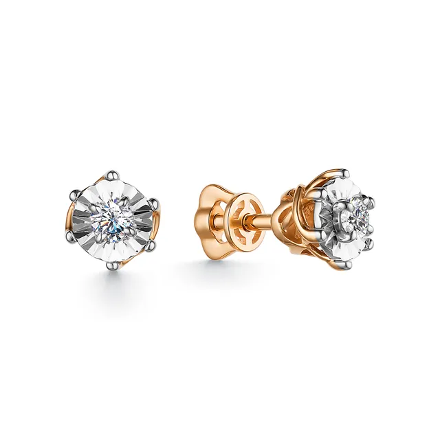 Серьги из золота 585 с бриллиантом