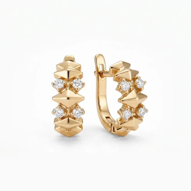 Серьги из золота 585 с бриллиантом