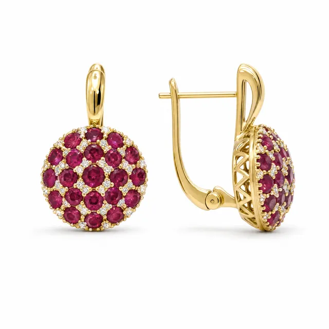 Серьги из золота 585 с рубином