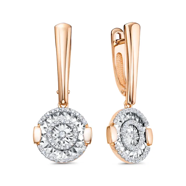 Серьги из золота 585 с бриллиантом