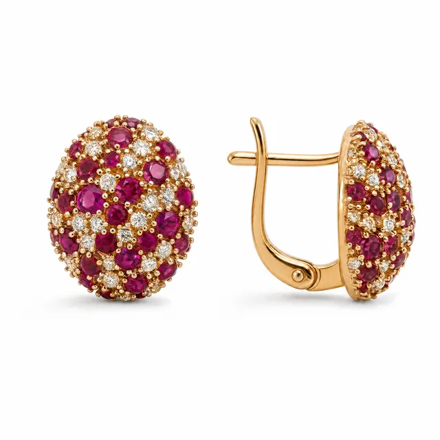 Серьги из золота 585 с рубином
