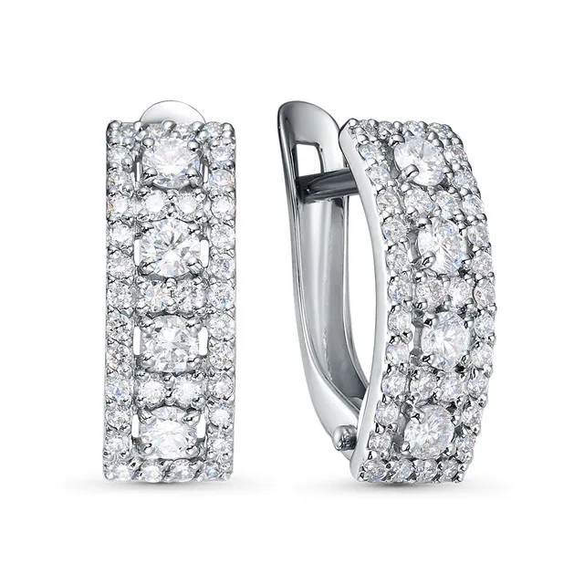 Серьги из золота 585 с искусственным алмазом