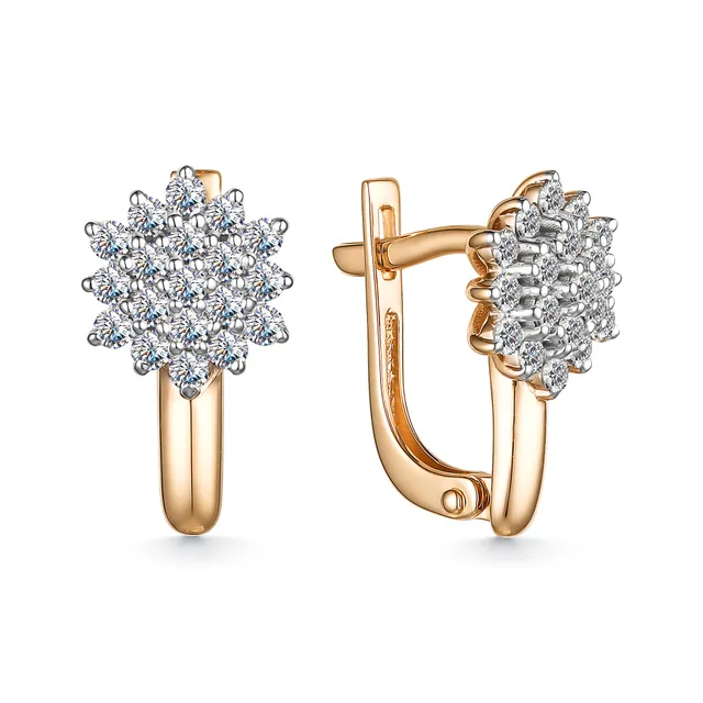 Серьги из золота 585 с бриллиантом