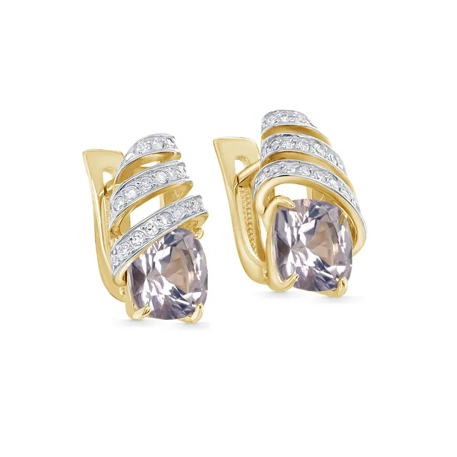 Серьги из золота 585 с бриллиантом