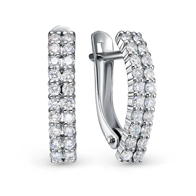 Серьги из золота 585 с искусственным алмазом
