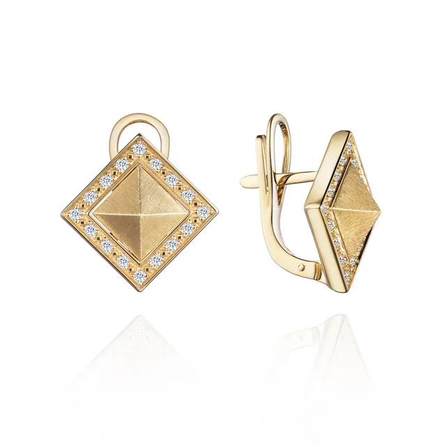 Серьги из золота 585 с бриллиантом