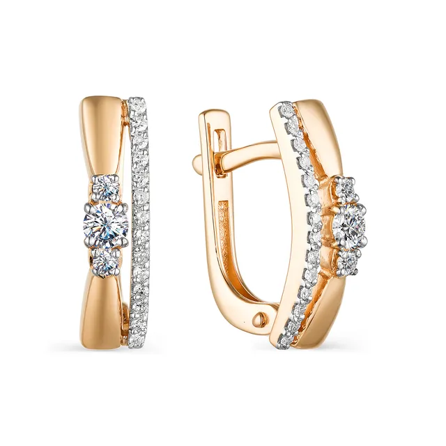 Серьги из золота 585 с бриллиантом