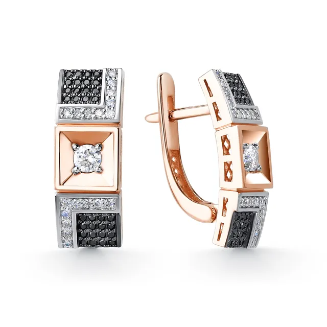Серьги из золота 585 с бриллиантом