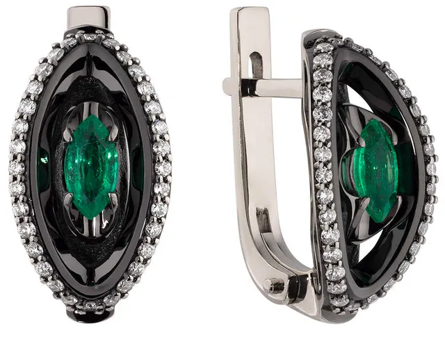 Серьги из золота 585 с изумрудом
