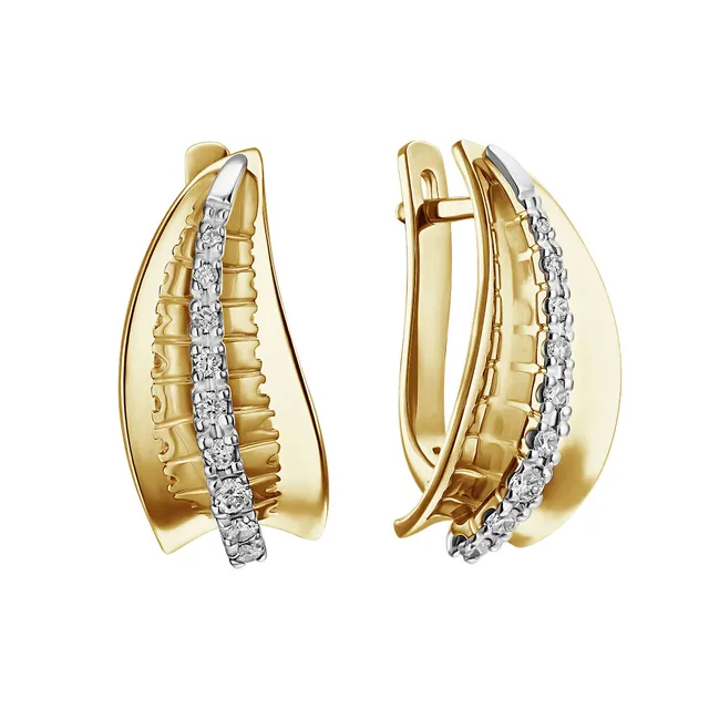 Серьги из золота 585 с бриллиантом