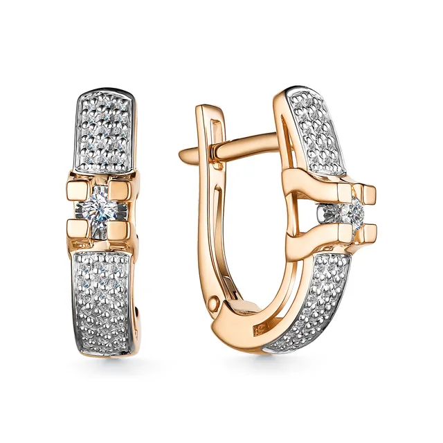 Серьги из золота 585 с бриллиантом