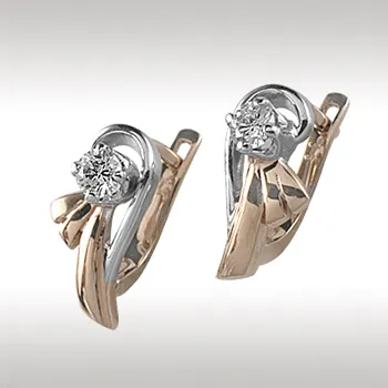 Серьги из золота 585 с бриллиантом