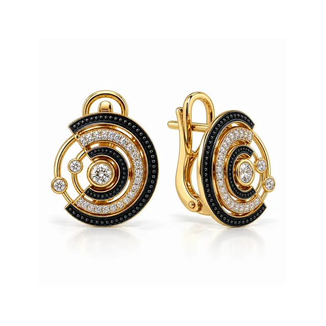 Серьги из золота 585 с бриллиантом