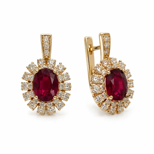 Серьги из золота 585 с рубином